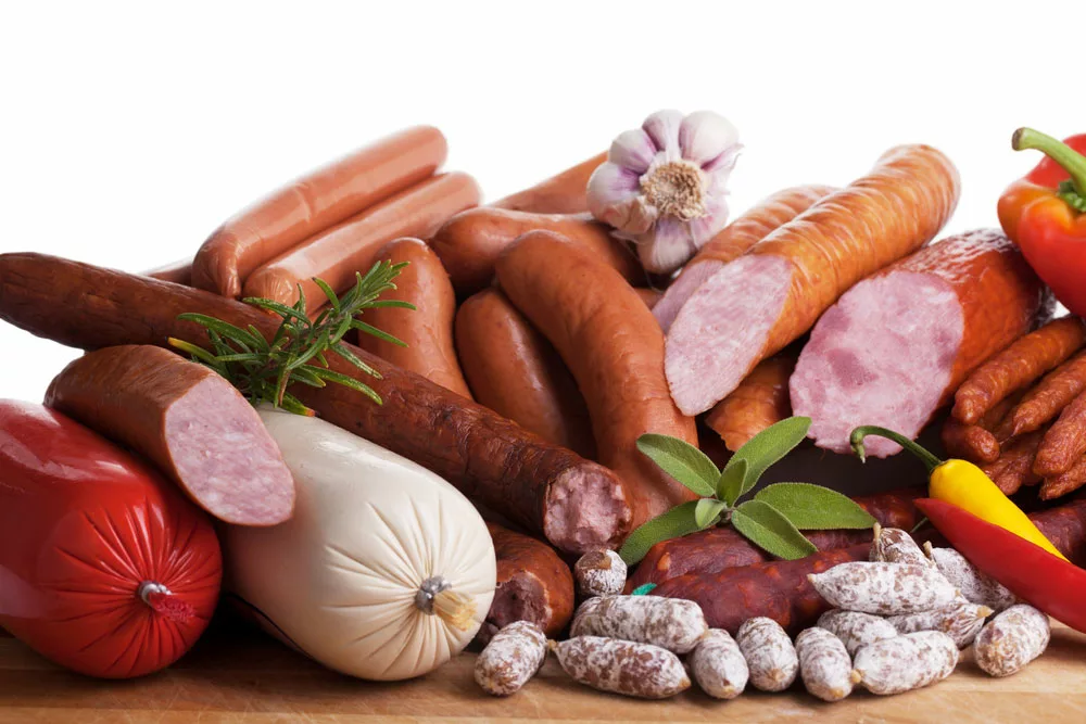 assortment of sausages